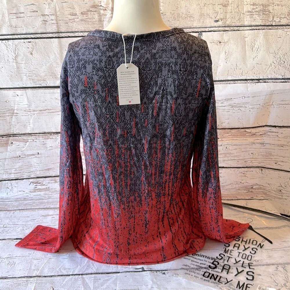 NWT women’s long sleeve shirt, size small, blue and red - Picture 3 of 4
